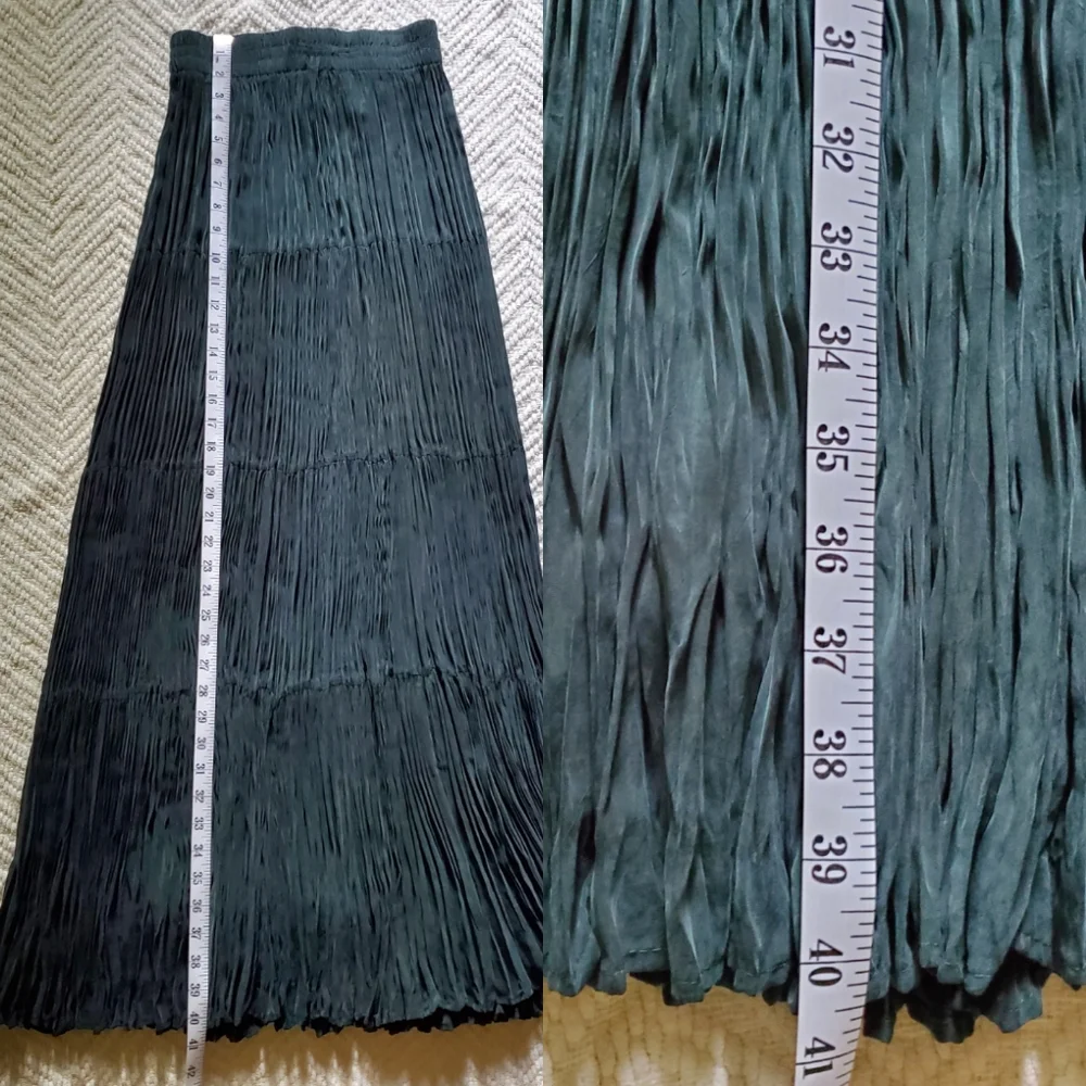 Vintage Niver Emerald Green Tiered A-line Western Skirt - Picture 9 of 9